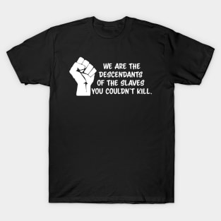 We are the descendants of the slaves you couldn't kill, black lives matter, black history, black power T-Shirt